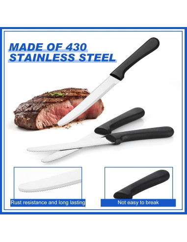 Zhehao 100 Cuchillos de Carne 21.3 cm Acero Inoxidable Negro