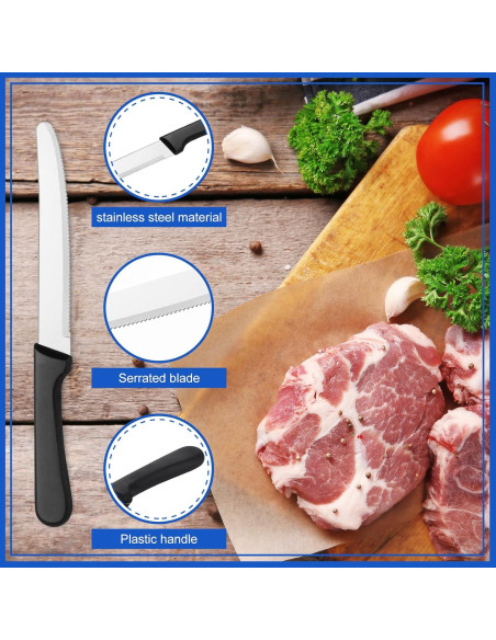 Zhehao 100 Cuchillos de Carne 21.3 cm Acero Inoxidable Negro