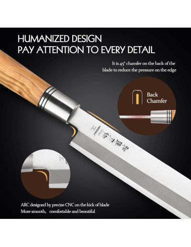 Cuchillo Yanagiba HEZHEN 270mm Sashimi Acero Inoxidable