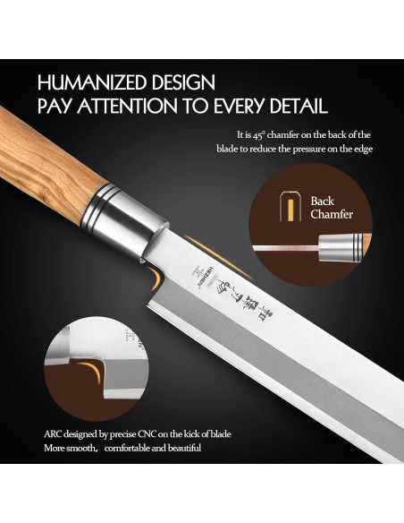 Cuchillo Yanagiba HEZHEN 270mm Sashimi Acero Inoxidable