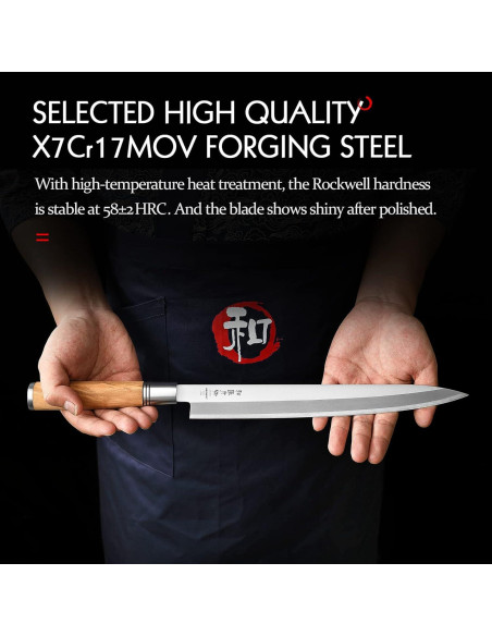 Cuchillo Yanagiba HEZHEN 270mm Sashimi Acero Inoxidable