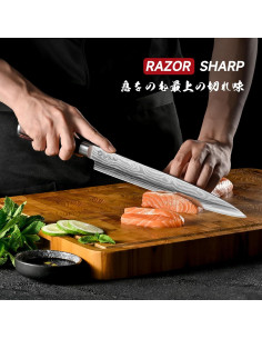 Cuchillo Sashimi Sunnecko 26.7 cm Acero Inoxidable con Funda 2