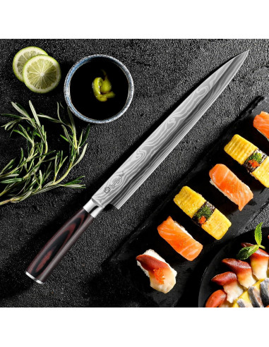 Cuchillo Sashimi Sunnecko 26.7 cm Acero Inoxidable con Funda
