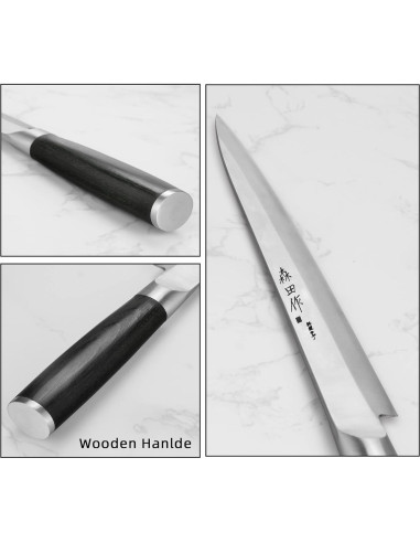 Cuchillo de Sushi Sumteene 240mm Acero Inoxidable Pakkawood