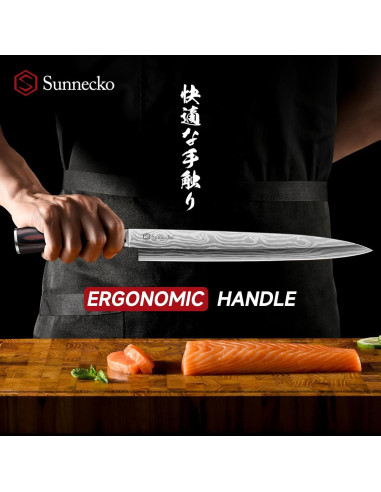 Cuchillo Sashimi Sunnecko 26.7 cm Acero Inoxidable con Funda