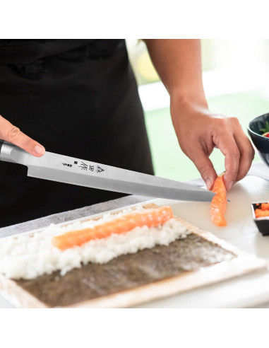 Cuchillo de Sushi Sumteene 240mm Acero Inoxidable Pakkawood