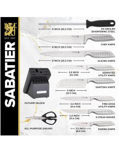 Juego de Cuchillos de Cocina Sabatier 15 Piezas Acero Inoxidable 2