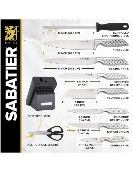 Juego de Cuchillos de Cocina Sabatier 15 Piezas Acero Inoxidable