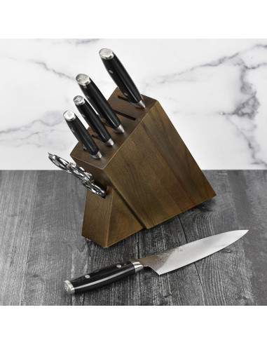 Juego de cuchillos Yaxell Ran Plus 7 piezas Damasco Japón