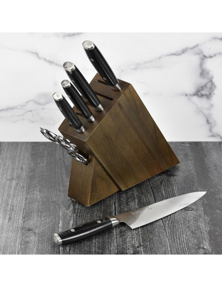 Juego de cuchillos Yaxell Ran Plus 7 piezas Damasco Japón