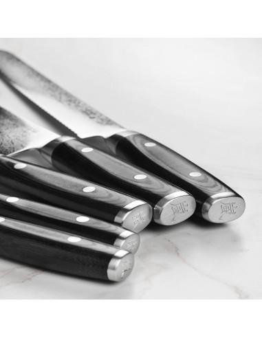 Juego de cuchillos Yaxell Ran Plus 7 piezas Damasco Japón