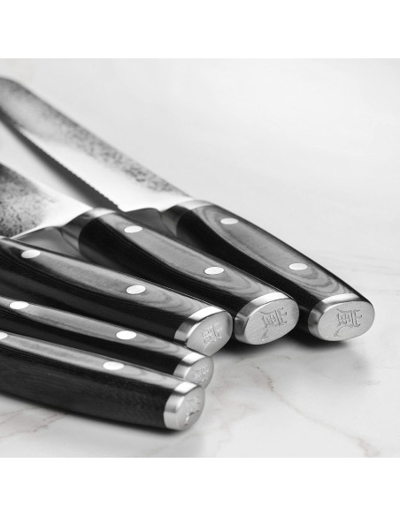 Juego de cuchillos Yaxell Ran Plus 7 piezas Damasco Japón