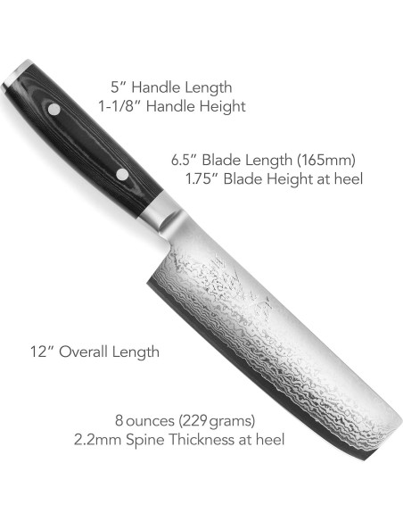 Cuchillo Nakiri Yaxell Ran Plus 16.5 cm Damasco Hecho en Japón