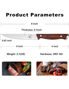 Conjunto de 6 Cuchillos de Carne imarku - Acero Inox. Japonés HC 2