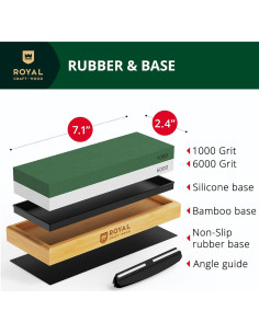 Piedra de Afilado Doble Grano 1000/6000 ROYAL CRAFT WOOD 2