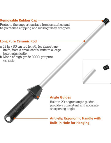 Afilador de Cuchillos Cerámico Sharpeak 17.5" con Guías