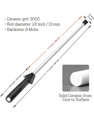 Afilador de Cuchillos Cerámico Sharpeak 17.5" con Guías
