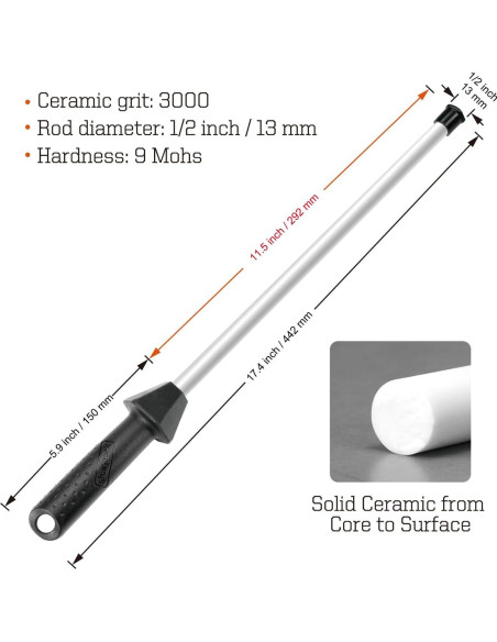 Afilador de Cuchillos Cerámico Sharpeak 17.5" con Guías