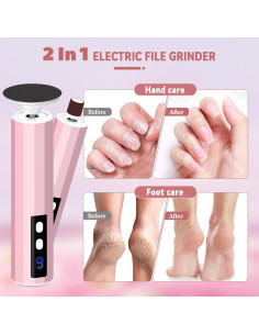 Lima de Pies Eléctrica 2 en 1 Jasite Rosa - 50 Discos, 9 Velocidades 2