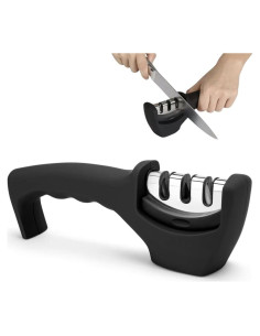 Afilador de cuchillos 3 en 1 HoneyHu con base antideslizante