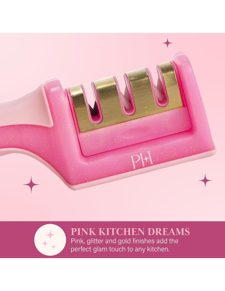 Afilador de cuchillos 3 etapas Paris Hilton rosa ergonómico