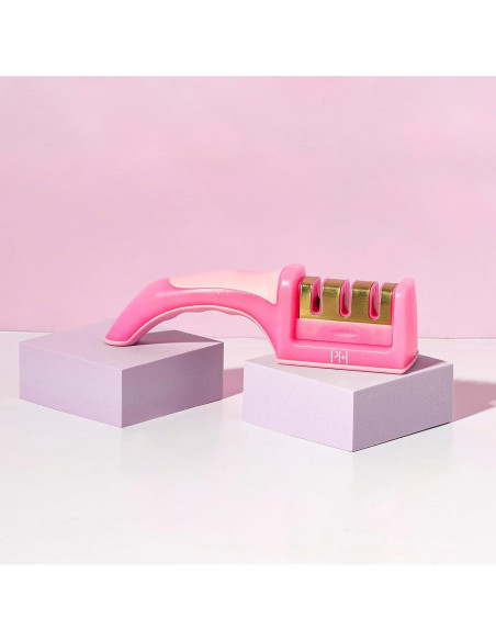 Afilador de cuchillos 3 etapas Paris Hilton rosa ergonómico