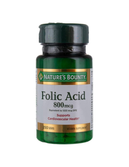 Ácido Fólico Nature's Bounty 800 mcg 250 Tabletas
