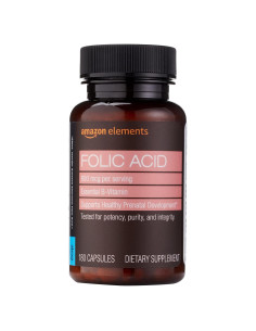 Ácido Fólico 800 mcg Amazon - Suplemento Dietético 180 Tabletas