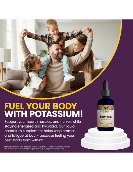 Suplemento Líquido de Potasio WellnessOne - 49.6 ml - Vegano