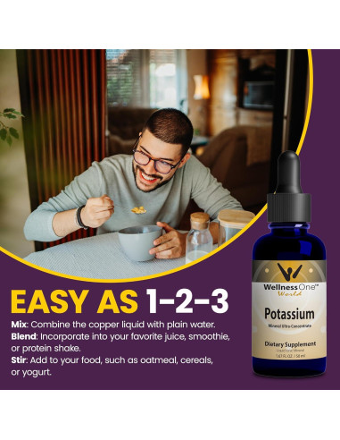 Suplemento Líquido de Potasio WellnessOne - 49.6 ml - Vegano