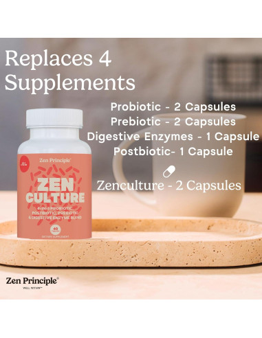 Suplemento Sinbiótico Zen Principle 60 Cápsulas Probioticos