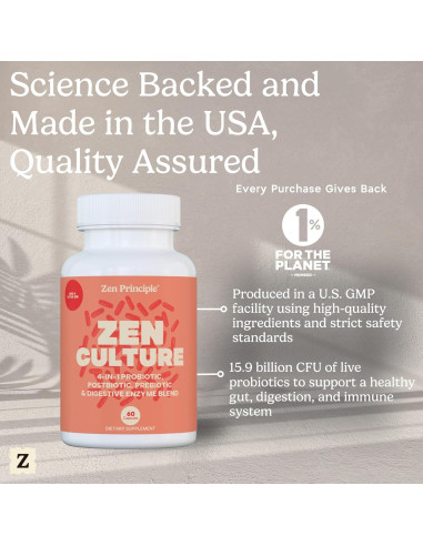 Suplemento Sinbiótico Zen Principle 60 Cápsulas Probioticos