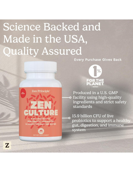 Suplemento Sinbiótico Zen Principle 60 Cápsulas Probioticos