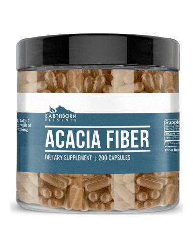 Fibra de Acacia Earthborn Elements 200 Cápsulas Pura Sin Aditivos