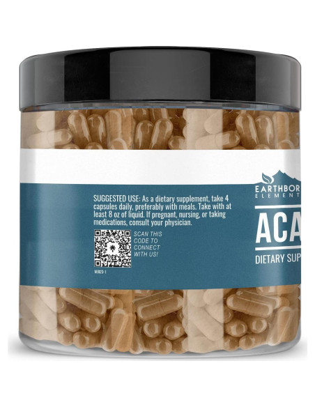 Fibra de Acacia Earthborn Elements 200 Cápsulas Pura Sin Aditivos