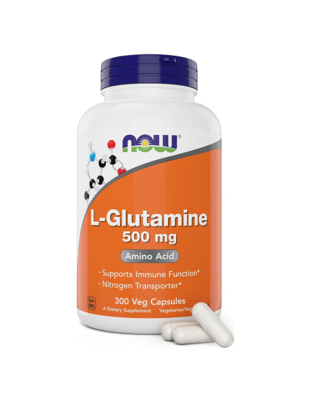 Now L-Glutamina 500mg 300 Cápsulas Veganas - Suplemento No-OGM