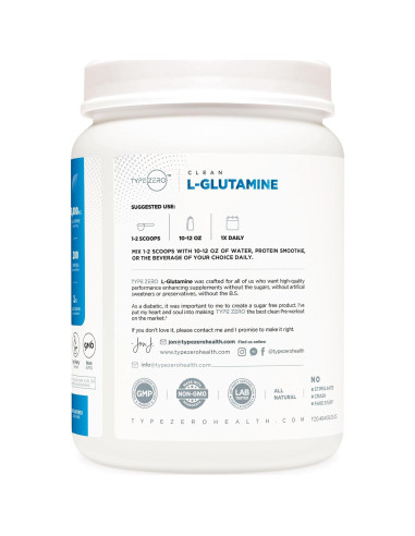 L-Glutamina en Polvo Type Zero 0.99kg - Suplemento Vegano