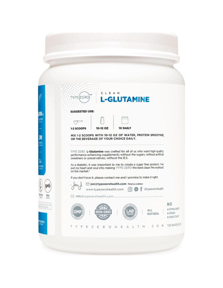 L-Glutamina en Polvo Type Zero 0.99kg - Suplemento Vegano