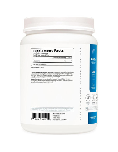 L-Glutamina en Polvo Type Zero 0.99kg - Suplemento Vegano