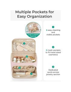 Bolsa de Maquillaje de Viaje BAGSMART Rosa Oscuro 23x14x11.5cm 2