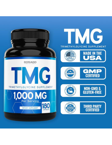 Suplemento Trimetilglicina TMG 1000mg Dorado Nutrition 180 Cápsulas