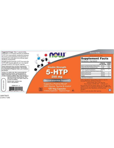 Suplemento 5-HTP 200 mg Now Foods 120 VegCaps