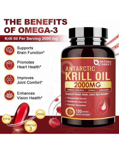 Aceite de Krill Nature Target 2000 mg Omega-3 120 Cápsulas