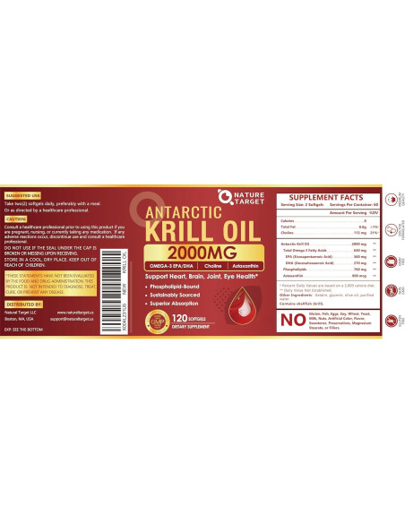 Aceite de Krill Nature Target 2000 mg Omega-3 120 Cápsulas