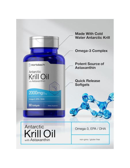 Aceite de Krill Antártico Horbach 2000mg - 60 Cápsulas Blandas Omega-3