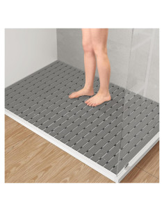 Alfombrilla de Ducha Antideslizante Yolife 90x60cm PVC Gris
