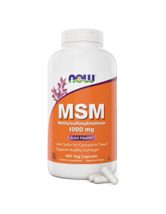 Now MSM 1000mg Cápsulas Veganas 400 Conteo Suplemento Azufre