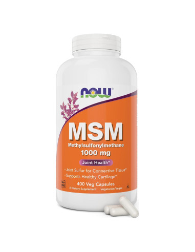 Now MSM 1000mg Cápsulas Veganas 400 Conteo Suplemento Azufre