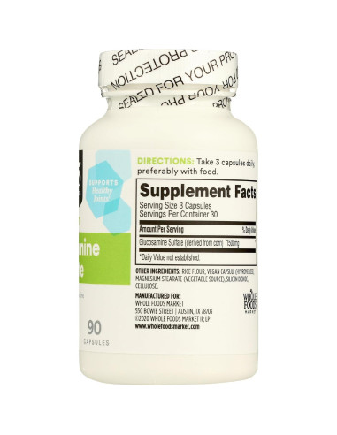 Glucosamina Sulfato Vegana 1500mg 90 Cápsulas 365 Whole Foods