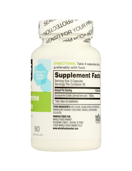 Glucosamina Sulfato Vegana 1500mg 90 Cápsulas 365 Whole Foods